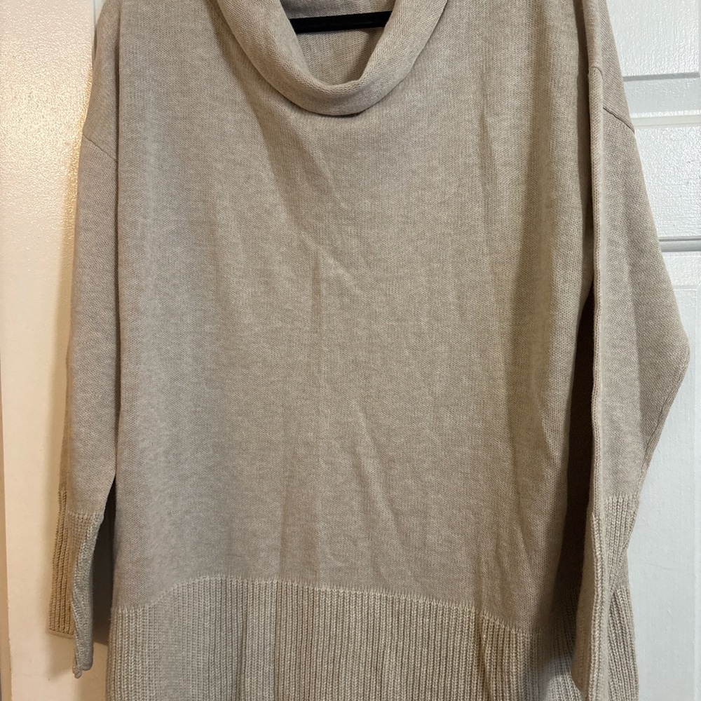 Elegant Cowl Neck Sweater - Light Brown